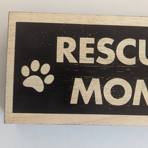 NWT 'Rescue Mom' Paws Wooden Box Sign Home Table Decor Michael's Pets Animal NEW - Picture 2 of 6